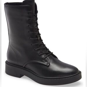 Defect‎ Vince Kady Lace-Up Leather Bootie ZIP COMBAT Sz 8